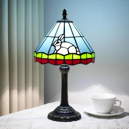 Miniatura 10 de Tiffany - Lámpara de mesa con vitrales de 12 pulgadas, hoja de uva verde, estilo Tiffany, lámpara vintage Nouveau para dormitorio, sala de estar