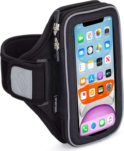 Sporteer Velocity V7 - Brazalete para teléfonos estándar y pequeños, funda ajustada para iPhone 17, 16, 15 Pro (no Max), Galaxy S26, S25, Pixel 10,
