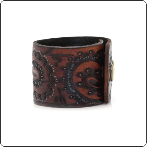 Miniatura 6 de Pulsera de cuero con patrón de impresión punk rock, brazalete ancho de puño
