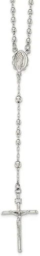 Miniatura 2 de Collar con colgante de rosario de plata de ley 925 maciza, cadena de crucifijo, Metal