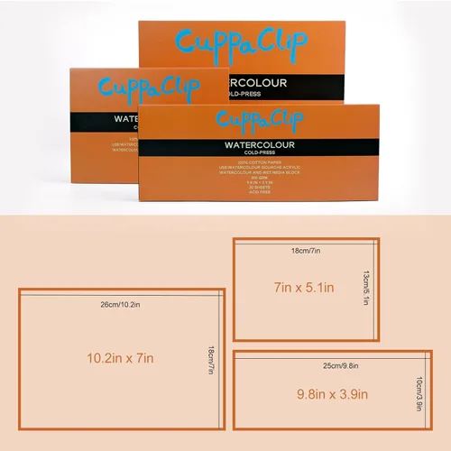 Miniatura 3 de CuppaClip Bloque de Papel de Acuarela de Algodón Puro Libreta de Papel de Arte 300GSM(140LB) Libre de Ácido 20 Hojas Suministros de Arte de Acuarela