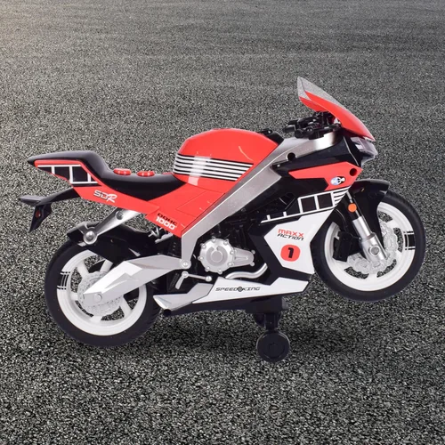 Miniatura 5 de Sunny Days Entertainment Maxx Action Super Bike con función de caballito – Motocicleta de juguete motorizada roja para niños y niñas Vehículo