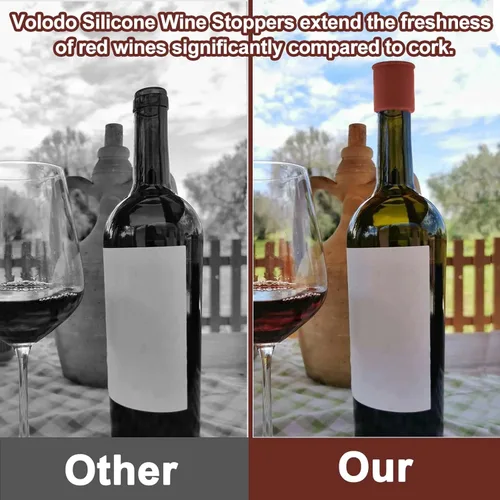 Miniatura 2 de Vodolo Tapón de Vino de Silicona, 4 piezas Sellador Reutilizable e Indestructible para Botellas de Vidrio, Tapones de Vino, Tapón de Vino, Tapón