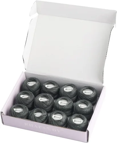 Miniatura 15 de Rhapsody Hilo de algodón perla tamaño 8 hilo de ganchillo Perle 12 bolas Set tejido a mano, bordado, sashiko, punto de cruz, costura, costura, Col. 5