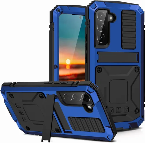 Miniatura 10 de Simicoo Samsung S22 - Funda de metal con protector de pantalla y protector de cámara, resistente a los golpes, con soporte, cubierta completa