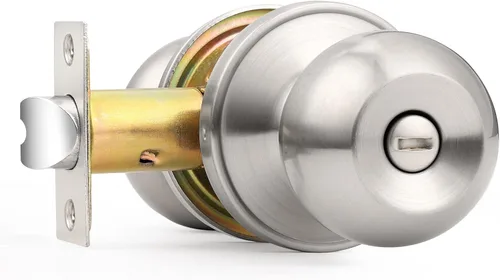 Miniatura 34 de Probrico Cerraduras de puerta de privacidad estilo bola redonda, pomos de puerta interiores negro mate para dormitorio y baño, pomos de puerta sin