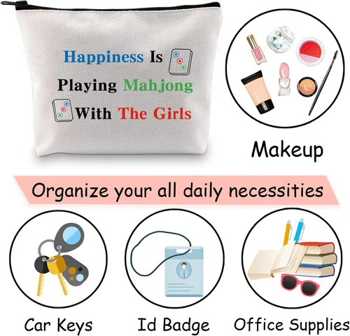 Miniatura 5 de JXGZSO Bolsa de Mahjong - La felicidad está jugando a Mahjong con la bolsa de juego de mesa para niña Bolsa de compras para niña Mahjong