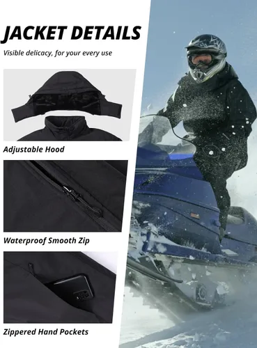 Miniatura 5 de CAMEL CROWN Chaqueta de Esquí de Invierno para Hombre Abrigos de Nieve de Montaña Impermeable Capucha Desmontable Resistente al Viento Chaquetas
