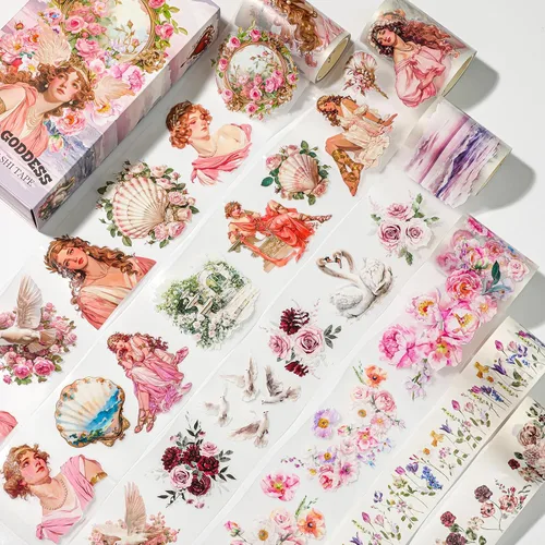 Miniatura 10 de Juego de 12 Rollos de Cinta Washi Floral de PET y Pegatinas de PET – Fácil de Usar para Journaling y Elaboración de Tarjetas, Ideal