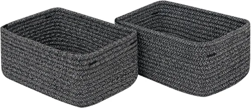 Miniatura 27 de CubesLand Cesta rectangular de organización/almacenamiento, cestas tejidas de cuerda de algodón natural para organizar, cesta pequeña para niños