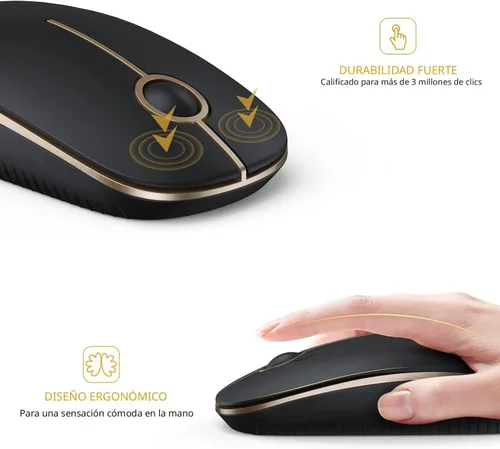 Miniatura 6 de VssoPlor Ratón Inalámbrico 2.4G, Ratón Portátil Delgado para Computadora Portátil con Receptor Nano, Ratón Óptico Silencioso para Notebook, PC