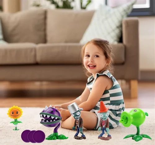 Miniatura 7 de JHESAO Juego de 5 figuras de acción de plantas y zombis, juego de juguetes de PVZ de zombis, serie 1, 2, grandes regalos para niños y fanáticos