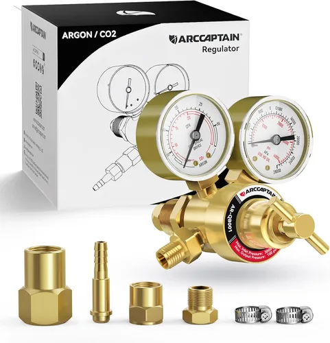 Miniatura 8 de ARCCAPTAIN Reguladores de CO2 de argón con manguera de soldadura de gas inerte de 8.2 pies, regulador de soldadura para MIG y TIG, 0-4000 PSI, 0-30+