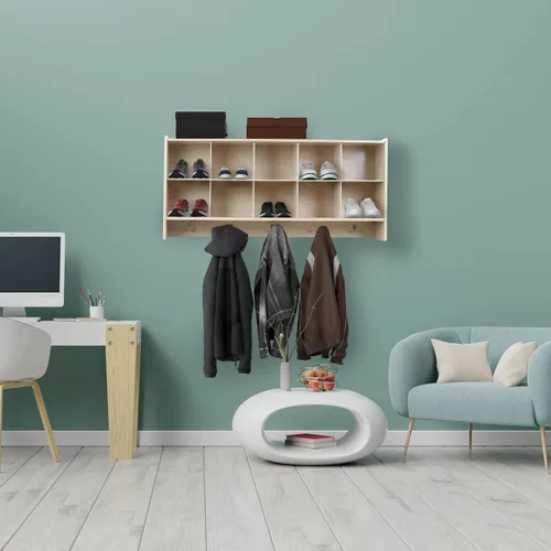 Miniatura 6 de Cubos organizadores de almacenamiento, 10 cubos con ganchos para abrigos, estante colgante de pared para juguetes de niños, guardería, aula, 47 Sin