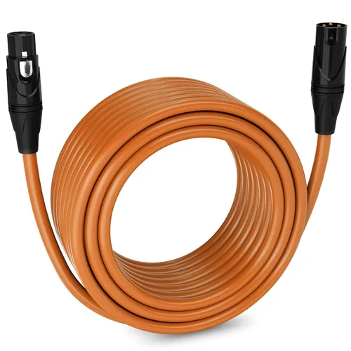 Miniatura 53 de LyxPro Cable de micrófono XLR hembra a macho de ángulo recto de 3 pines de 1.5 pies para altavoces amplificados, interfaz de audio, rendimiento