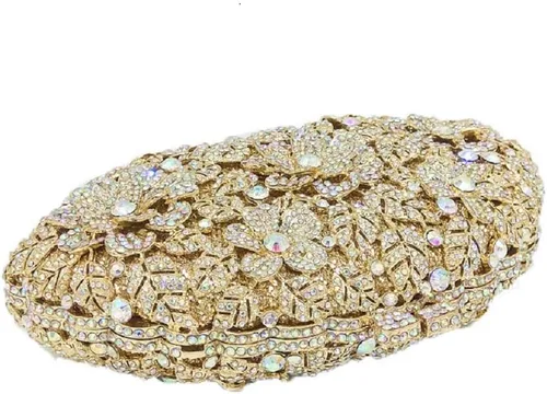 Miniatura 19 de Boutique De FGG Bolso de noche de flores de embrague de cristal de lujo para mujer, bolso de boda nupcial, bolso