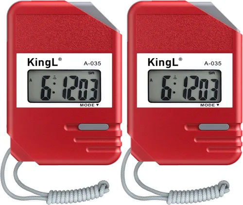 Miniatura 10 de Paquete de 2 cronómetros digitales con pantalla grande, modo de división de regazo, temporizador de mano impermeable para entrenadores, profesores