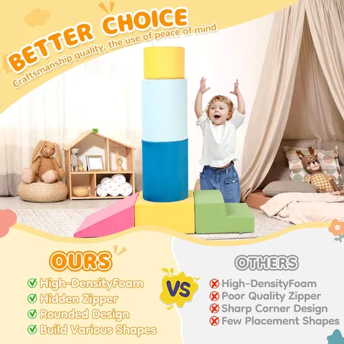 Miniatura 7 de Edbuosy Juguetes de Escalada para Niños Pequeños en Interiores, 7 Piezas de Coloridos Bloques de Espuma para Trepar, Juego de Escalada Suave Modular