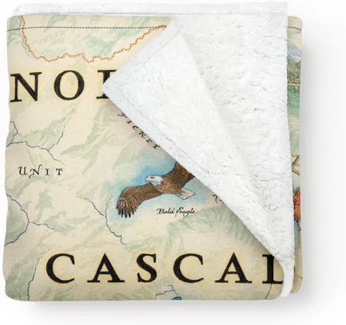 Miniatura 19 de Xplorer Maps Manta de forro polar del Parque Nacional Acadia Manta de 58 x 50 pulgadas Arte original dibujado a mano