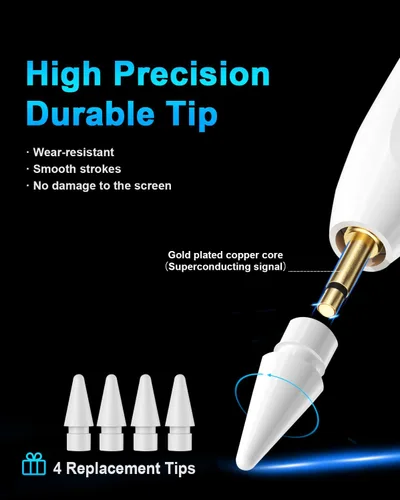 Miniatura 8 de DOGAIN Lápiz óptico para iPad 9ª y 10ª – Lápiz de carga tipo C para iPad Palm Rejection Active Pen compatible con (2018-2024) Apple iPad 6/7/8/9/10