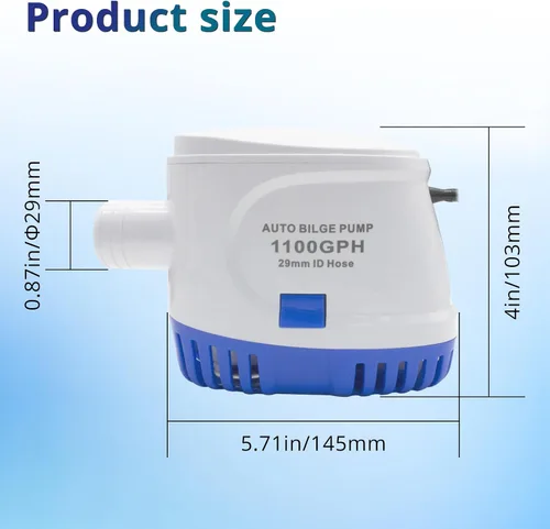 Miniatura 5 de Bomba de agua automática de 1100 GPH, bomba de sentina de 12 V, equipada con interruptor flotante interno, adecuada para submarinos, charcos