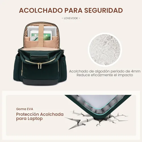 Miniatura 4 de LOVEVOOK Mochila para laptop para mujer con bolsillo para taza de gran capacidad, bolsa de computadora portátil de 15.6 pulgadas, mochila de viaje
