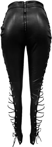 Miniatura 4 de cresay Mujer Sexy Alta Cintura Encaje Up de piel sintética Leggings Skinny Pantalones Clubwear