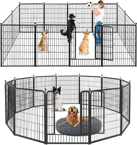 Miniatura 15 de Corralito para perros de 40 pulgadas, 32 paneles, para interiores y exteriores, para perros grandes, medianos y pequeños, valla de metal resistente