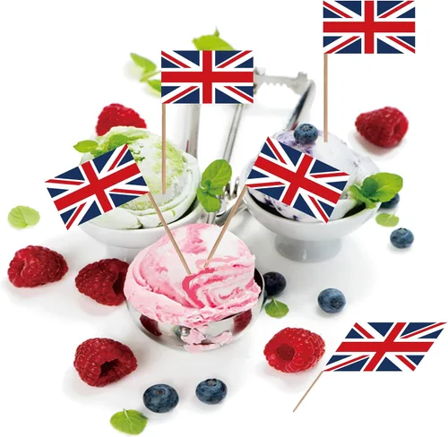 Miniatura 6 de Bandera de palillo de dientes británico del Reino Unido Reino Unido Union Jack National, mini cóctel de frutas, decoración de banderas, 100