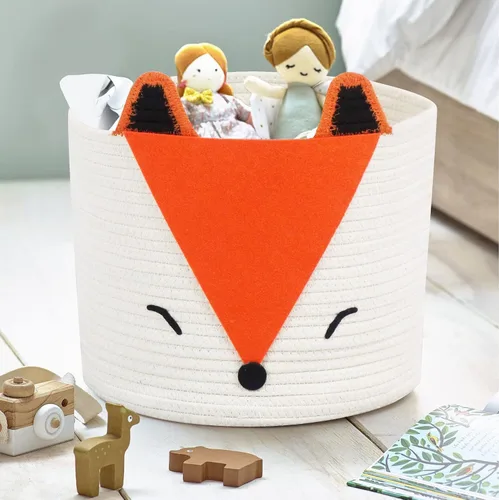 Miniatura 5 de T&T Homewares Cesta de almacenamiento de zorro naranja, tamaño mediano, multiusos para pañales de bebé, lavandería, habitación de los niños
