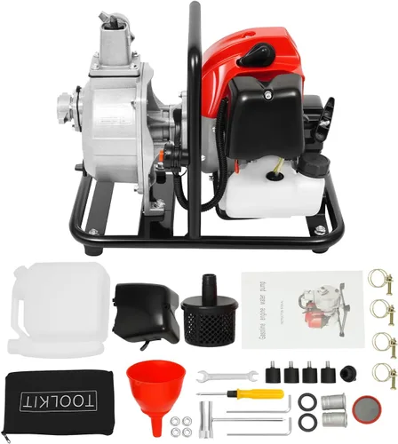 Miniatura 11 de Bomba de Agua de Gas Gasolina, 1" 2 Tiempos 1.7HP Bomba de Transferencia de Agua de Gasolina de Alta Presión para Piscina, Paisajismo o Riego