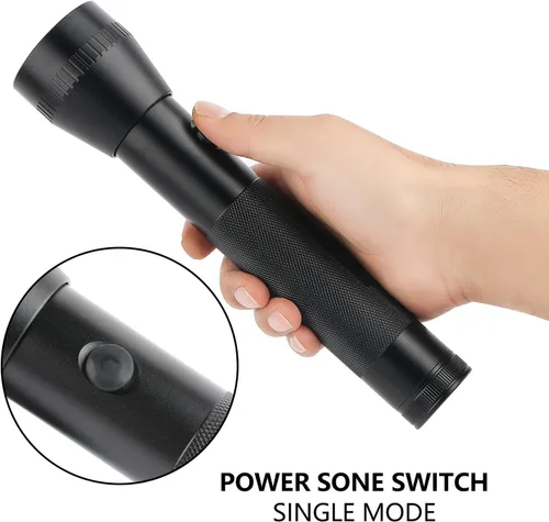 Miniatura 4 de Linterna LED de batería D de 2 celdas de alta resistencia, lúmenes altos, modo único, aluminio, linterna de metal resistente para exteriores