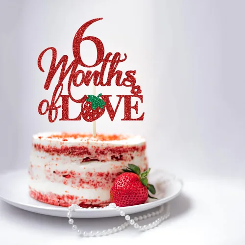 Miniatura 2 de Decoración para pastel de 6 meses de amor, decoraciones de pastel de cumpleaños de 6 meses, 1/2 camino a uno, decoraciones de medio cumpleaños