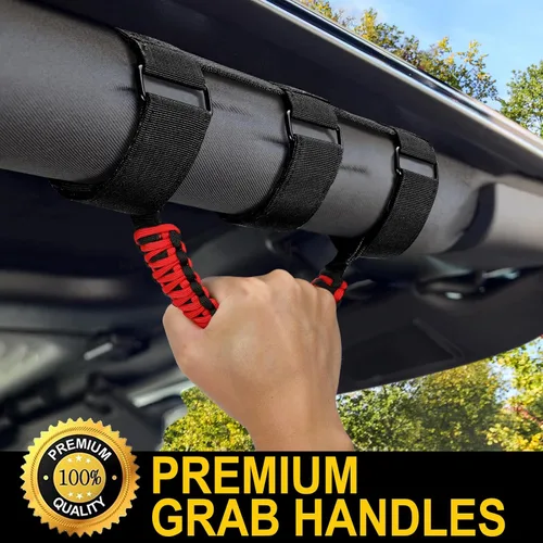 Miniatura 3 de moveland Paquete de 4 asas de agarre de barra antivuelco compatibles con Jeep Wrangler UTV, asas de agarre de barra antivuelco de lujo, fáciles