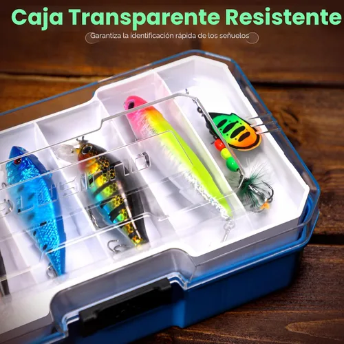 Miniatura 2 de PLUSINNO Caja de aparejos de pesca con aparejos incluidos, kit de señuelos de pesca de 373 piezas con bandeja extraíble, equipo de pesca
