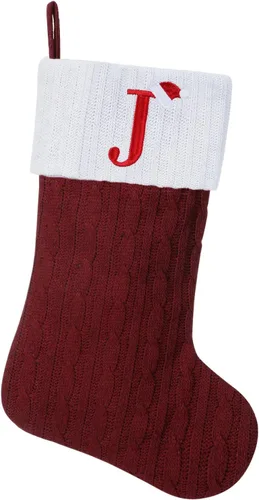 Miniatura 95 de Medias de Navidad personalizadas de 19 pulgadas con iniciales bordadas, medias de Navidad de punto negro para decoraciones de vacaciones familiares