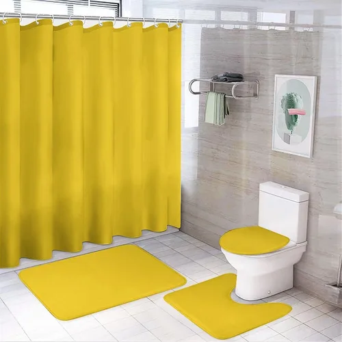 Miniatura 51 de Juego de 3 alfombras de baño modernas en blanco y negro, antideslizante en forma de U y tapa de inodoro