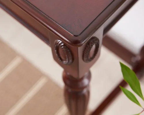 Miniatura 9 de Escritorio de madera maciza para computadora con 2 cajones de almacenamiento, mesa de tocador tradicional, escritorio pequeño de oficina en casa