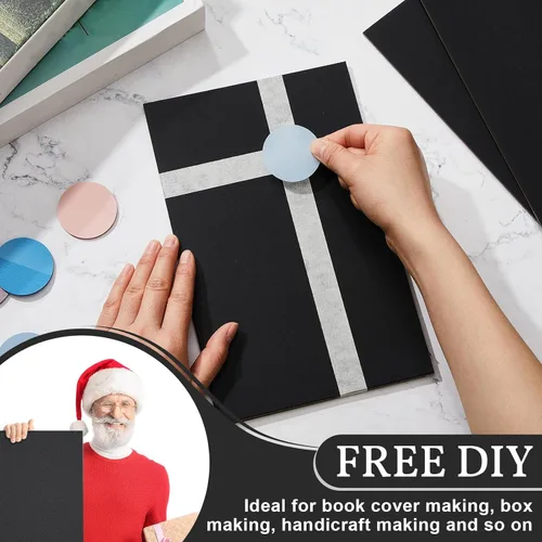 Miniatura 7 de 20 Piezas Tablero para Libros, Tablero de Encuadernadores Cartón Prensado Tablero para Libros de Diseño Kraft Láminas de Cartón Prensado Extra Negro