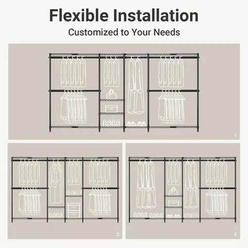 Miniatura 5 de VIPEK X4 - Perchero extensible de alta resistencia, ajustable de 7 pies 4 pulgadas a 10 pies 2 pulgadas, con estantes ajustables y barras