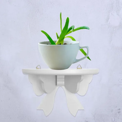 Miniatura 2 de DOITOOL Estante flotante de madera montado en la pared, estante de almacenamiento de semicírculo de mariposa de estilo nórdico para pared, estantes