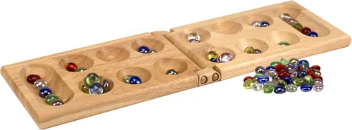Miniatura 3 de Pressman Juego de Mesa Mancala Divertido juego clásico para adultos y niños Incluye 48 piedras de Mancala de vidrio y tablero de juego de madera