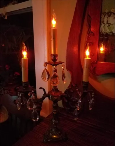 Miniatura 3 de GOOTHY Paquete de 12 bombillas blancas y azules con forma de llama de Navidad, bombillas C18 de repuesto para velas eléctricas Hanukah de Navidad, 7