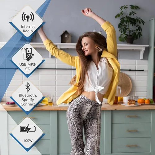 Miniatura 4 de Sistema estéreo Bluetooth y WiFi Philips para el hogar con reproductor de CD, Spotify, radio por Internet, radio FM, reproducción de MP3, agudos