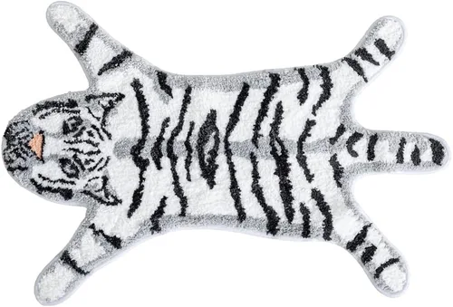 Miniatura 7 de Alfombra personalizada con estampado de tigre, bonita alfombra de felpa de tigre sintético, antideslizante, decoración del hogar, tapete esponjoso