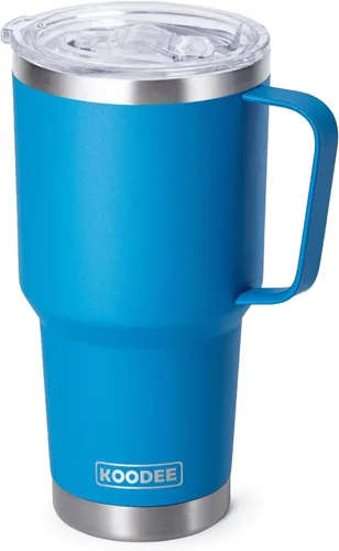 Miniatura 64 de Koodee - Vaso delgado de acero inoxidable de 20 onzas (4 unidades) aislado con doble pared, vaso de agua con 4 tapas, 4 popotes y 2 cepillos