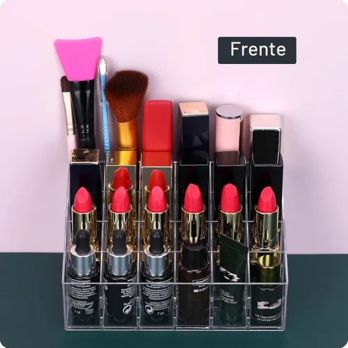 Miniatura 7 de MOSIKER Organizador de lápiz labial, pequeño plástico transparente, compacto, brillo labial, soporte para rímel de muestras de perfume con 24 ranuras
