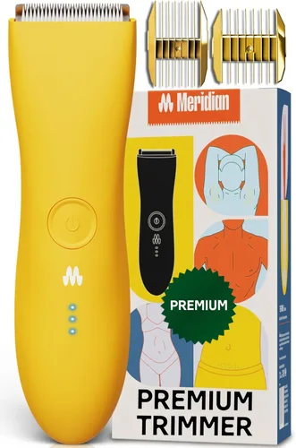 MERIDIAN The Trimmer Premium - Recortadora de vello corporal y afeitadora eléctrica para hombres y mujeres para vello púbico, pecho, piernas y línea