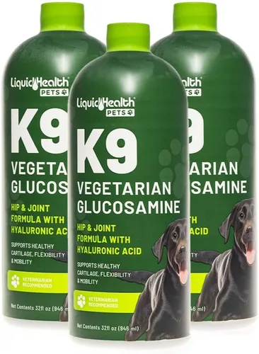 LIQUIDHEALTH Pets K9 - Jugo de glucosamina líquido vegetariano para todos los perros, caninos con condroitina, MSM, Omega 3, antioxidantes, ácido
