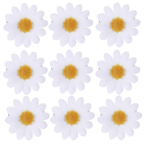 KALLORY Pinzas para el pelo de margaritas, pasadores de pelo de flores bohemias, pasadores de pelo de boda, color blanco para mujeres y niñas (12